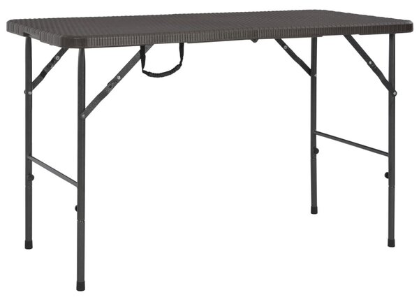 Barna rattan hatású HDPE összecsukható kerti asztal 120x60x74cm