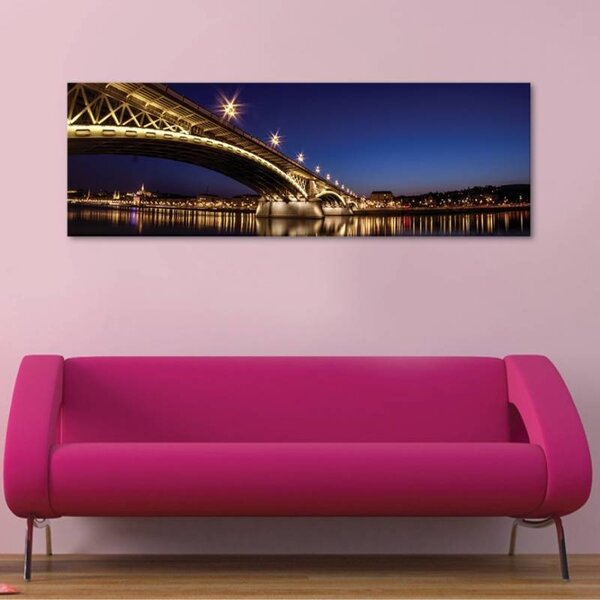 70x40 cm - Éjszaka híd fényei vászonkép