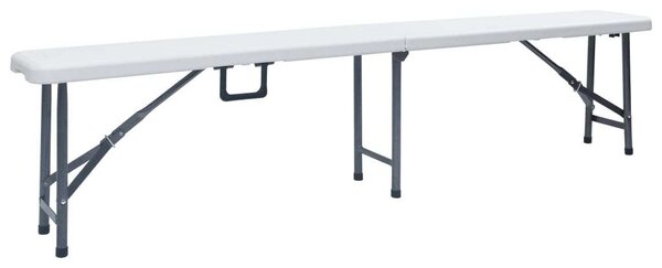 VidaXL fehér HDPE és acél összecsukható kerti asztal 2 paddal 180 cm