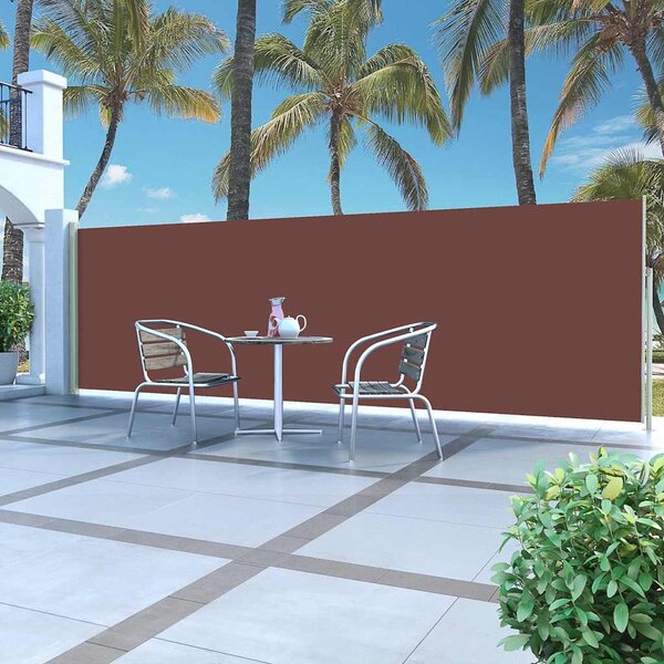 Barna behúzható oldalsó napellenző 160 x 500 cm