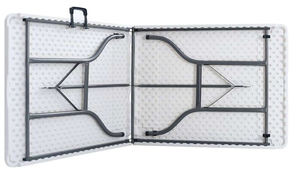 VidaXL fehér HDPE és acél összecsukható kerti asztal 2 paddal 180 cm
