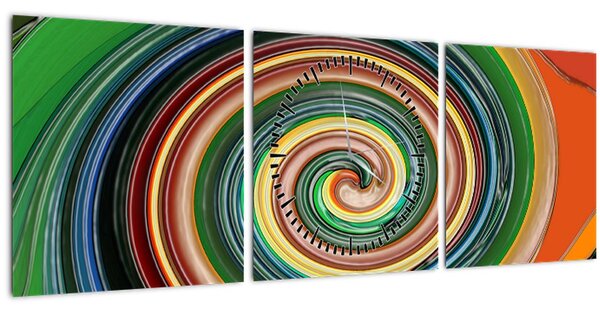 Absztrakt kép - színes spirál (órával) (90x30 cm)