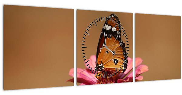 Pillangó képe a virágon (órával) (90x30 cm)