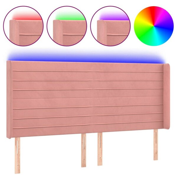 VidaXL rózsaszín bársony LED-es fejtámla 203x16x118/128 cm