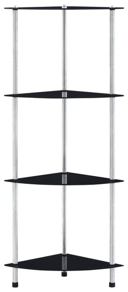 4 szintes fekete edzett üveg polc 30 x 30 x 100 cm