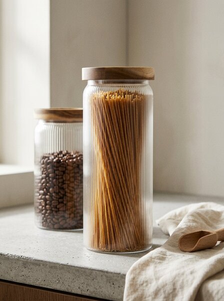 Sinsay - Üveg élelmiszeres befőttesüveg fa fedéllel - clear