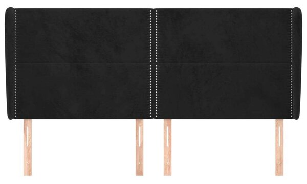 VidaXL Fekete Bársony Ágyfejtámla Szárnyakkal - 183x23x118/128cm