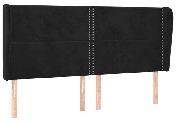 VidaXL Fekete Bársony Ágyfejtámla Szárnyakkal - 183x23x118/128cm