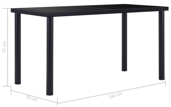 Fekete edzett üveg étkezőasztal 140 x 70 x 75 cm