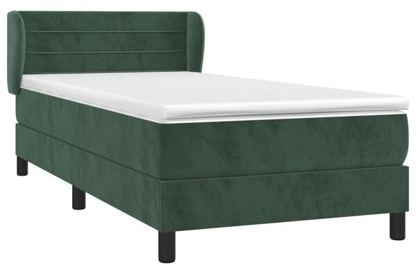 VidaXL sötétzöld bársony rugós ágy matraccal 100 x 200 cm