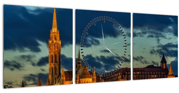 Kivilágított épületek képe (órával) (90x30 cm)