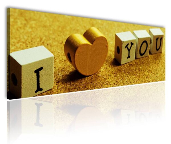 70x40 cm - I Love You sárga árnyalat vászonkép