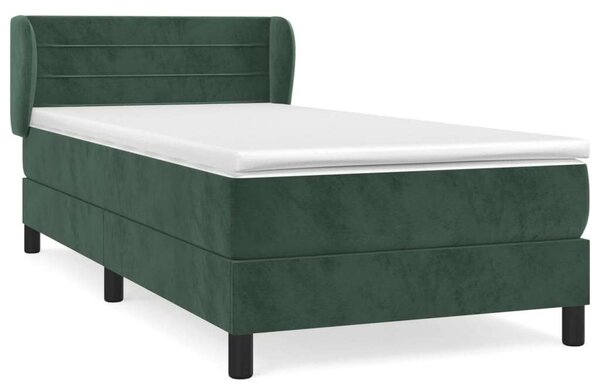 VidaXL sötétzöld bársony rugós ágy matraccal 100 x 200 cm