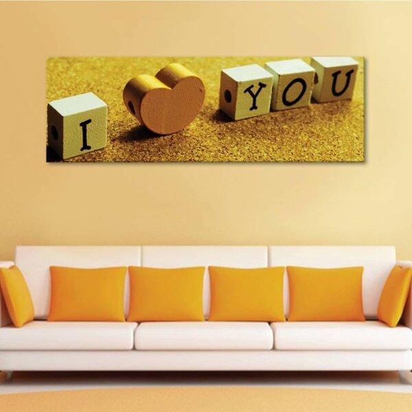70x40 cm - I Love You sárga árnyalat vászonkép