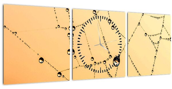 Egy harmatos pókháló képe (órával) (90x30 cm)
