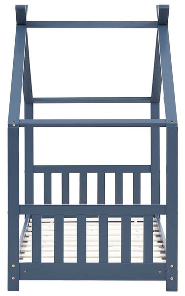 Szürke tömör fenyőfa gyerekágy-keret 70 x 140 cm