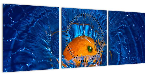 Kép - narancs a vízben (órával) (90x30 cm)