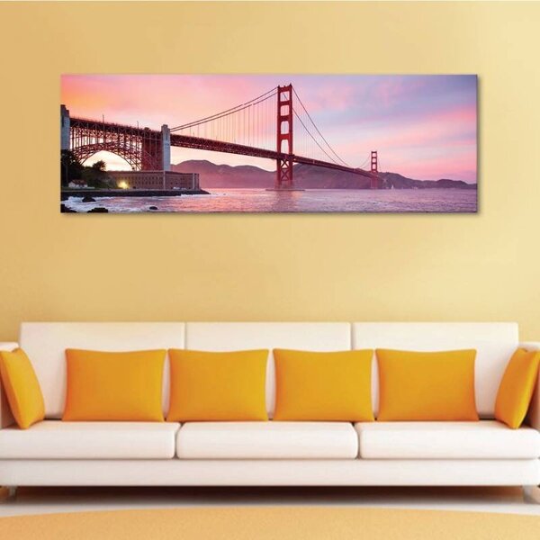 70x40 cm - Golden Gate Híd a folyó fölött vászonkép
