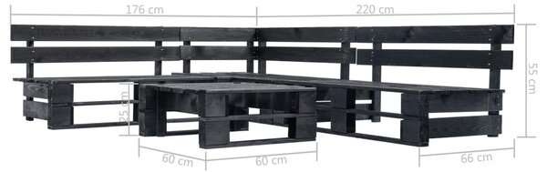 4 részes fekete fa kerti raklap-ülőgarnitúra