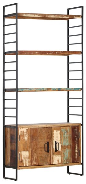 4 szintes tömör újrahasznosított fa könyvespolc 80x30x180 cm