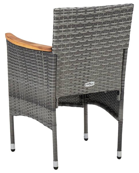 2 db szürke kerti polyrattan étkezőszék
