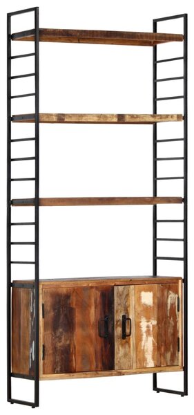 4 szintes tömör újrahasznosított fa könyvespolc 80x30x180 cm