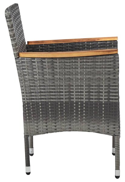 2 db szürke kerti polyrattan étkezőszék