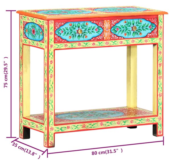 Kézzel festett tömör mangófa tálalóasztal 80 x 35 x 75 cm