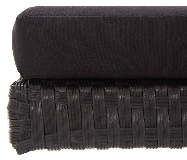 Fekete polyrattan kerti pad párnákkal 176 cm