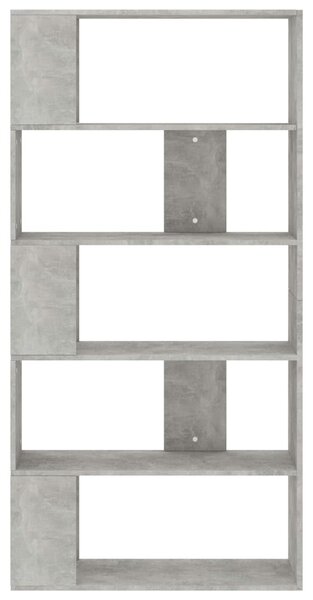 Betonszürke szerelt fa könyvszekrény/térelválasztó 80x24x159 cm