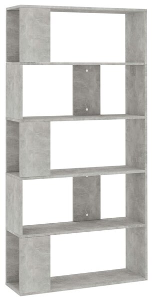 Betonszürke szerelt fa könyvszekrény/térelválasztó 80x24x159 cm