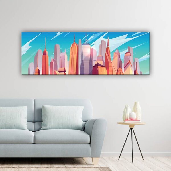 70x40 cm - Mesebeli felhőkarcolók vászonkép