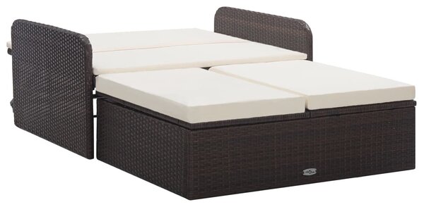 VidaXL 2 részes barna polyrattan kerti bútorszett párnákkal
