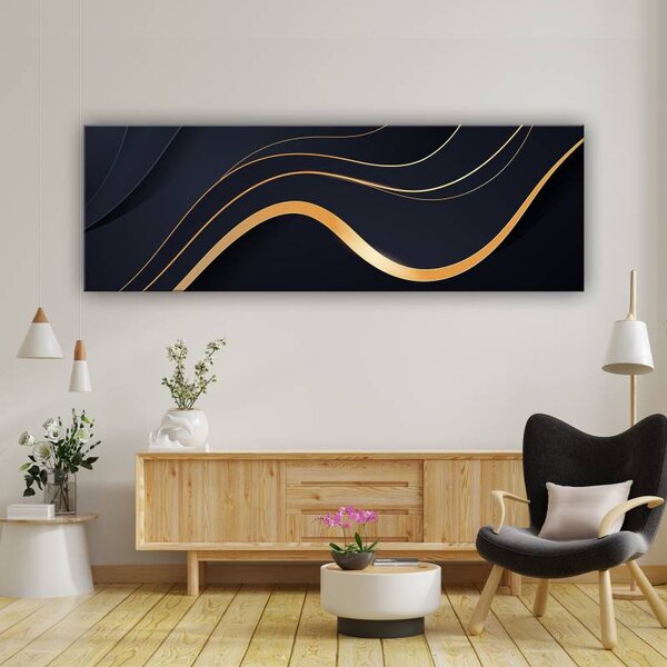 70x40 cm - Fekete-arany ívek vászonkép