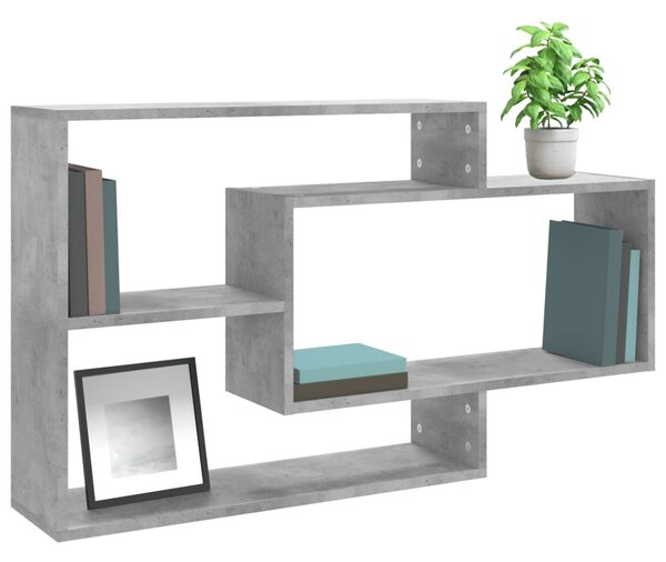 Betonszürke szerelt fa fali polc 104 x 20 x 58,5 cm