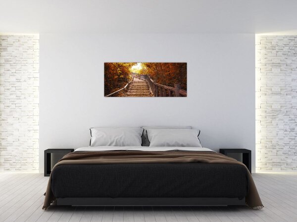 Kép - Lépcsők a természetben ősszel (120x50 cm)