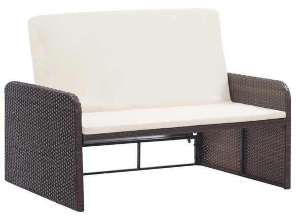 VidaXL 2 részes barna polyrattan kerti bútorszett párnákkal