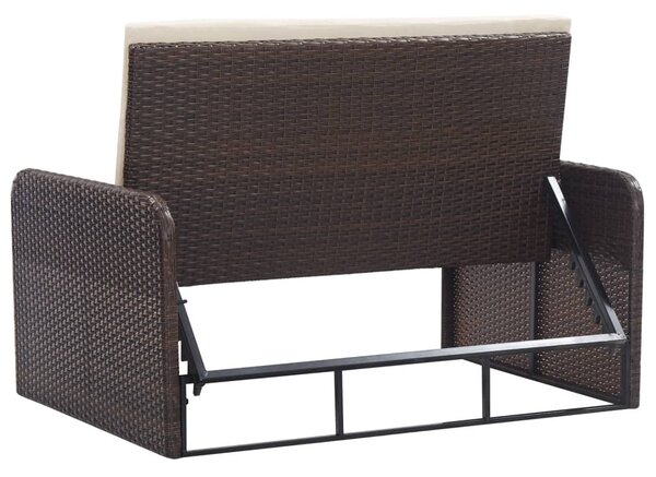 VidaXL 2 részes barna polyrattan kerti bútorszett párnákkal
