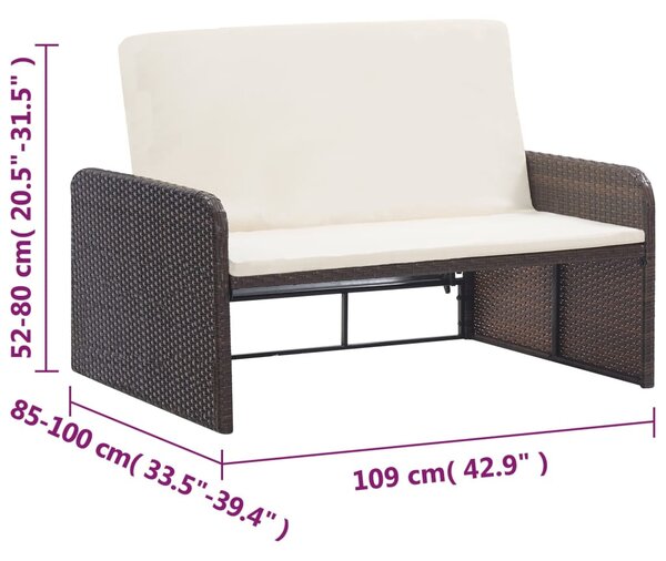 VidaXL 2 részes barna polyrattan kerti bútorszett párnákkal