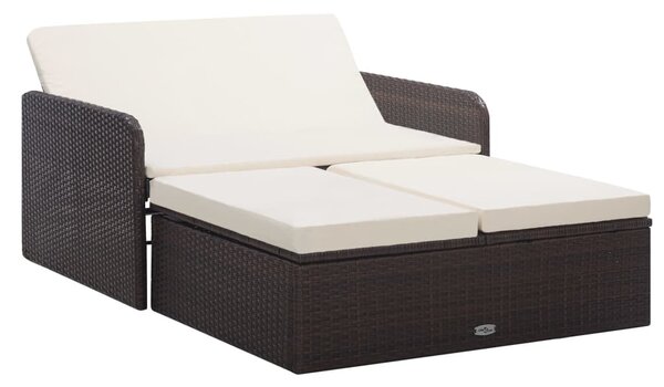 VidaXL 2 részes barna polyrattan kerti bútorszett párnákkal