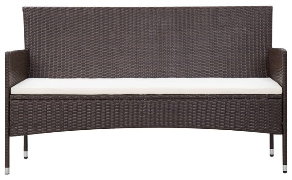 5 részes barna polyrattan kerti bútorszett párnákkal