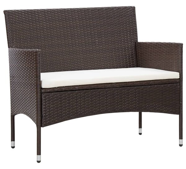 5 részes barna polyrattan kerti bútorszett párnákkal
