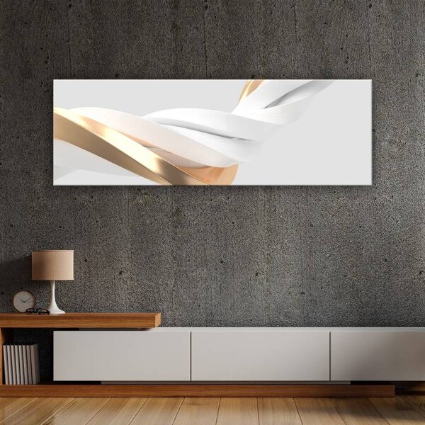 70x40 cm - Arany-fehér 3D fonat II vászonkép
