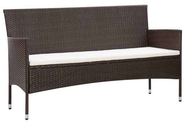 5 részes barna polyrattan kerti bútorszett párnákkal