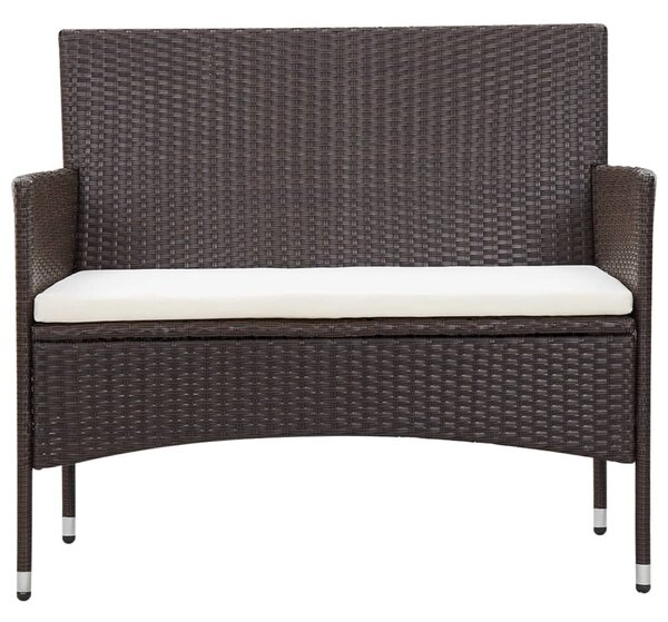 5 részes barna polyrattan kerti bútorszett párnákkal