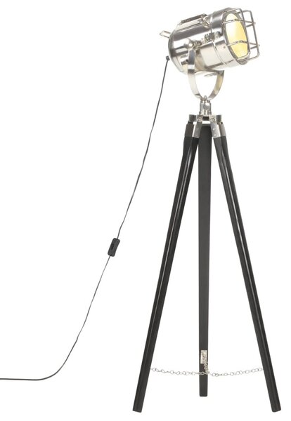 Fekete háromlábú tömör mangófa állólámpa 97 cm