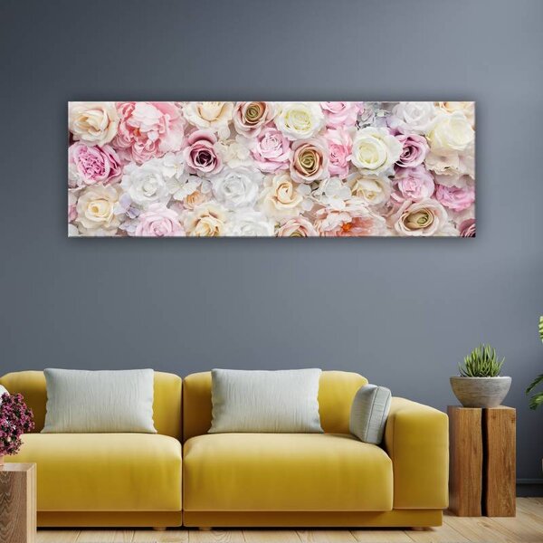 70x40 cm - Fehér rózsa tenger vászonkép