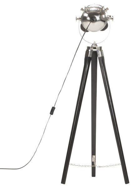 Fekete háromlábú tömör mangófa állólámpa 97 cm