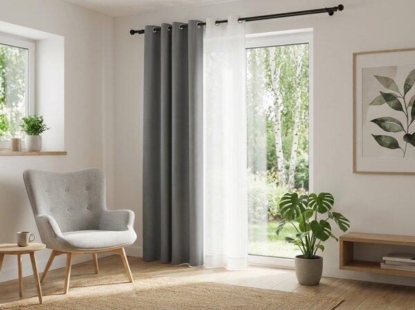 OXFORD világosszürke függöny 140x250 cm Felfüggesztés: Hullámos sínszalag