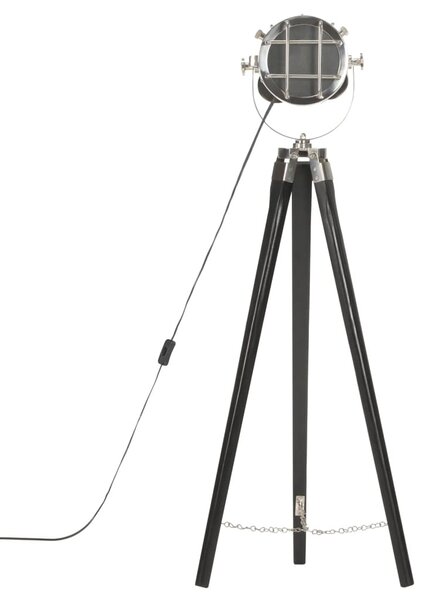 Fekete háromlábú tömör mangófa állólámpa 97 cm